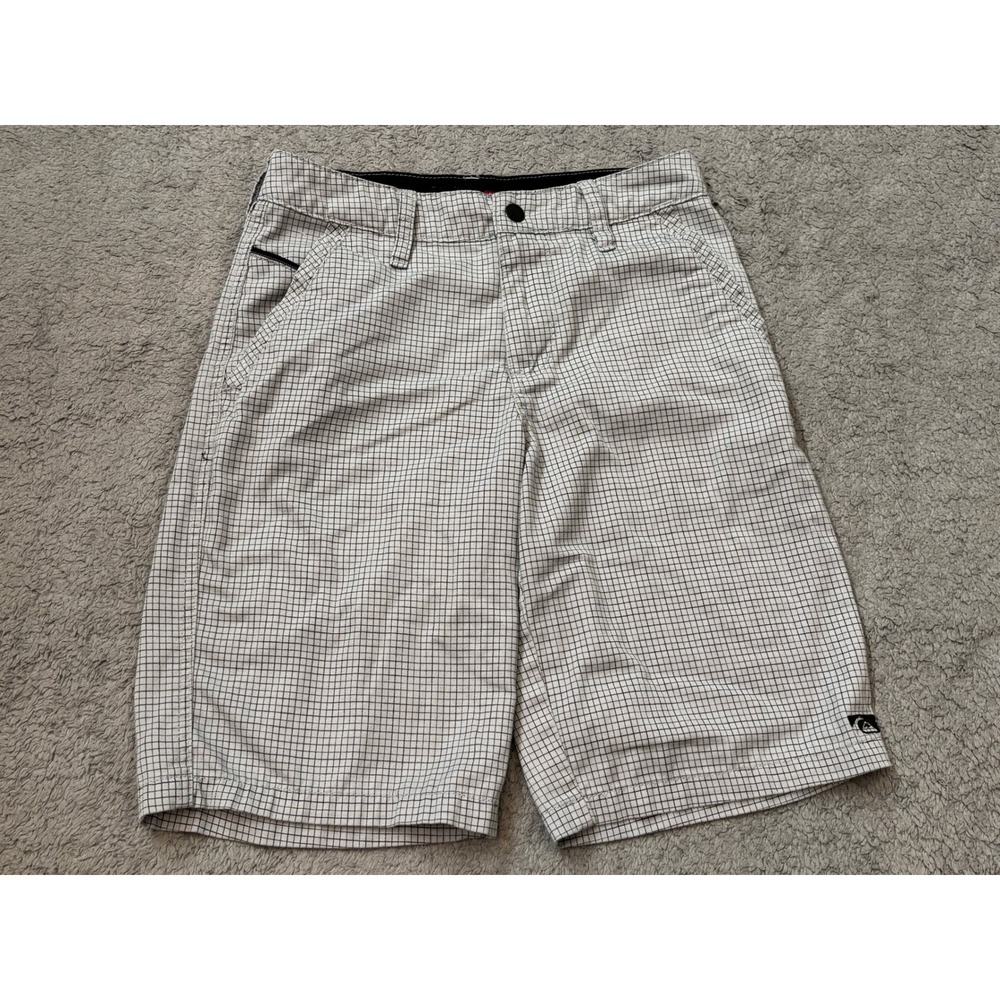 Quiksilver Boys Grid Print Walk Shorts White Black Size 10 Style 204008